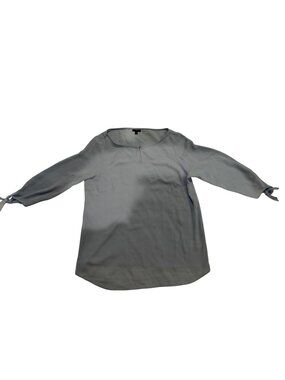 Talbots Womens Light Blue Pull-Over Blouse With Tie-Cuff Sleeves Polyester